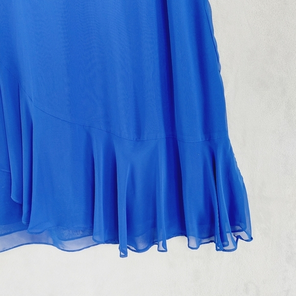 Eliza J Lined Blue Chiffon Ruffle 100% Polyester A Line Mini Dress p3882 - Picture 3 of 10